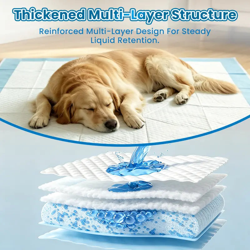 Extra Large 34โX28โ Pet Training Pee Pads (50 Count), Diamond Embossed, Fast-Absorb, Thick Multi-Layer, Latex-Free, Skin-Friendly Quick-Dry Pads for Puppies & Cats