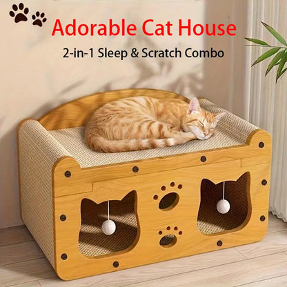 2-in-1 Cat Bed and Scratcher for Indoor Cats