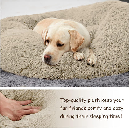 Washable Donut Dog Bed with Raised Bolster Edges