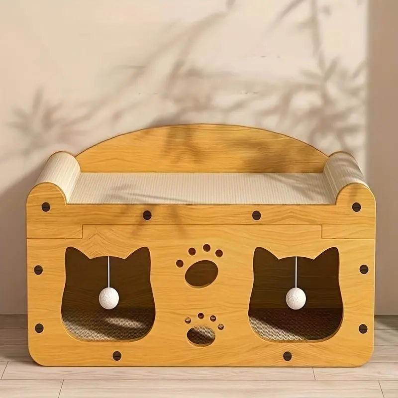 2-in-1 Cat Bed and Scratcher for Indoor Cats