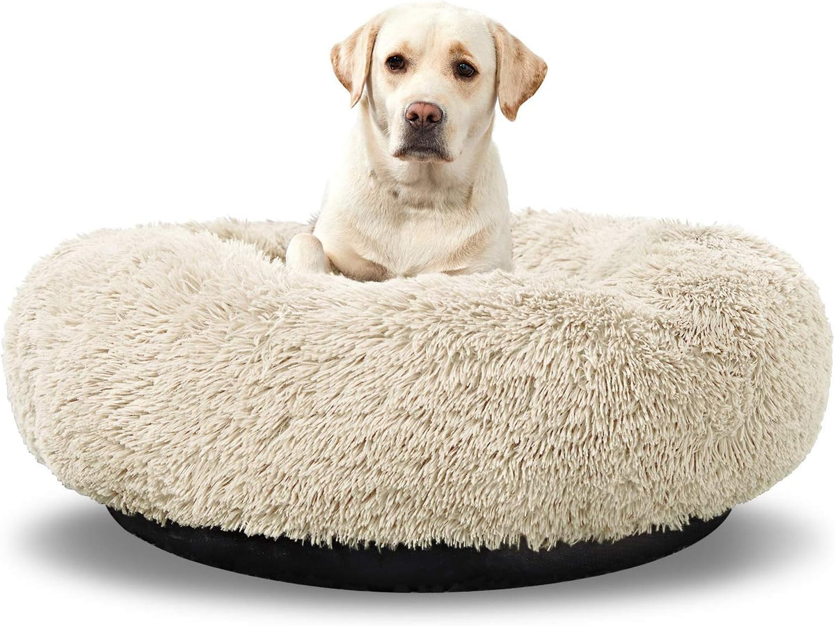 Washable Donut Dog Bed with Raised Bolster Edges