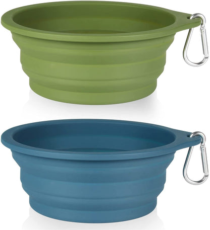 One-Piece Collapsible Pet Bowls for Walks & Hikes, Set of 2