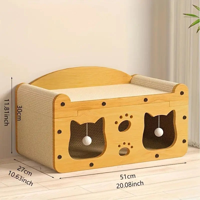 2-in-1 Cat Bed and Scratcher for Indoor Cats