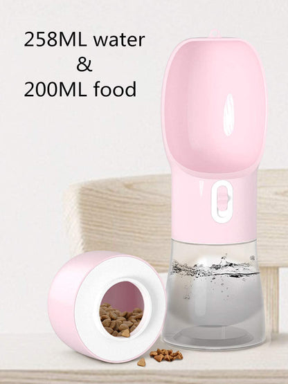 Portable Dog Water Bottle with Food Container
