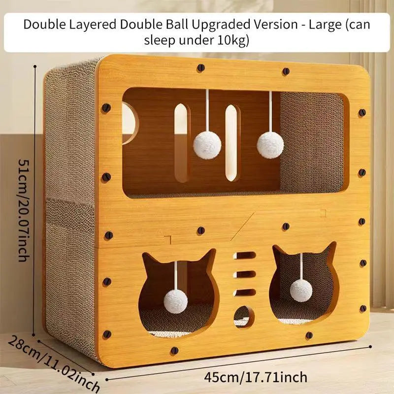 2-in-1 Cat Bed and Scratcher for Indoor Cats