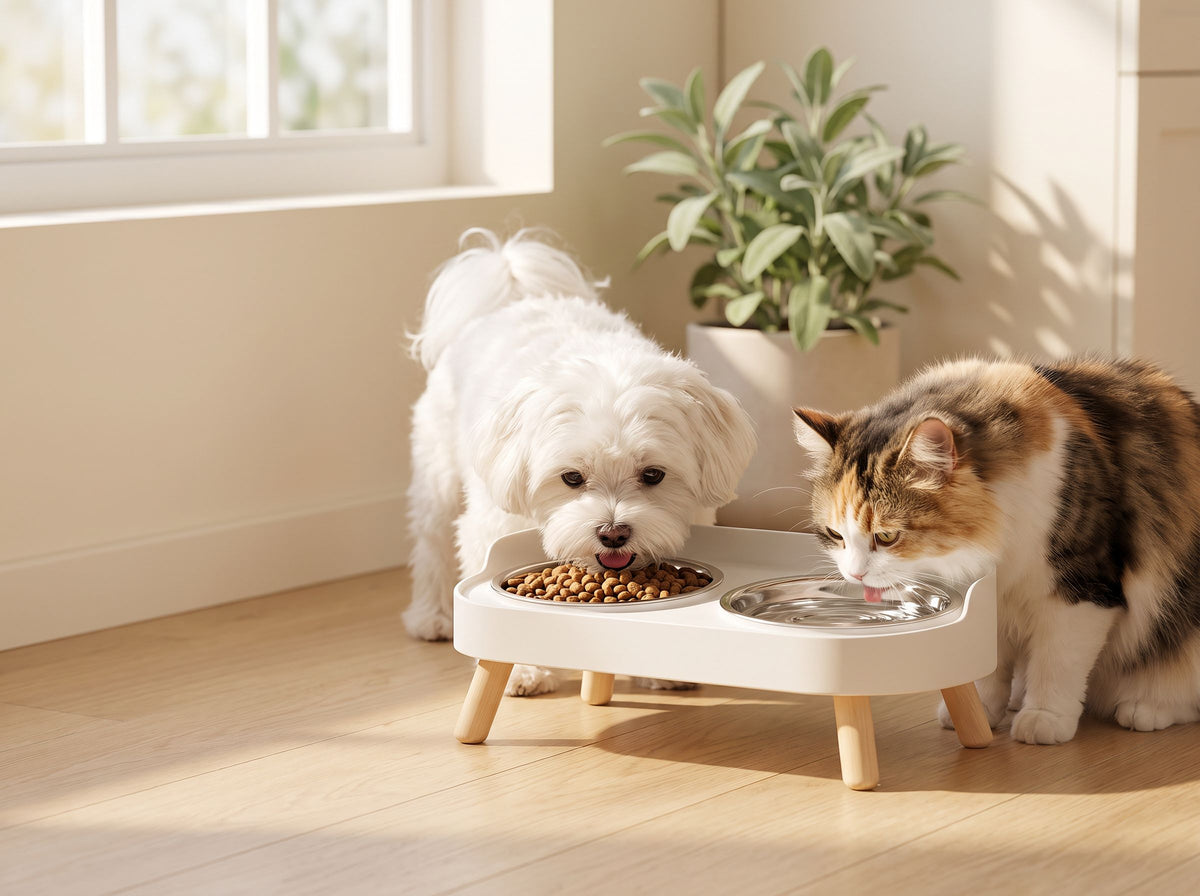 Double Pet Bowl for Food and Water – Anti-Tip Design