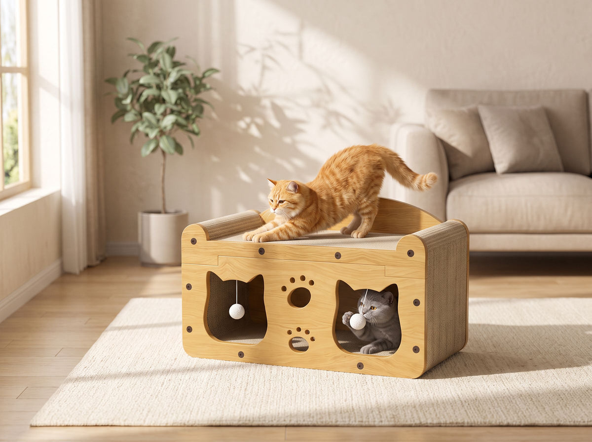 2-in-1 Cat Bed and Scratcher for Indoor Cats