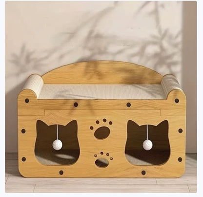 2-in-1 Cat Bed and Scratcher for Indoor Cats