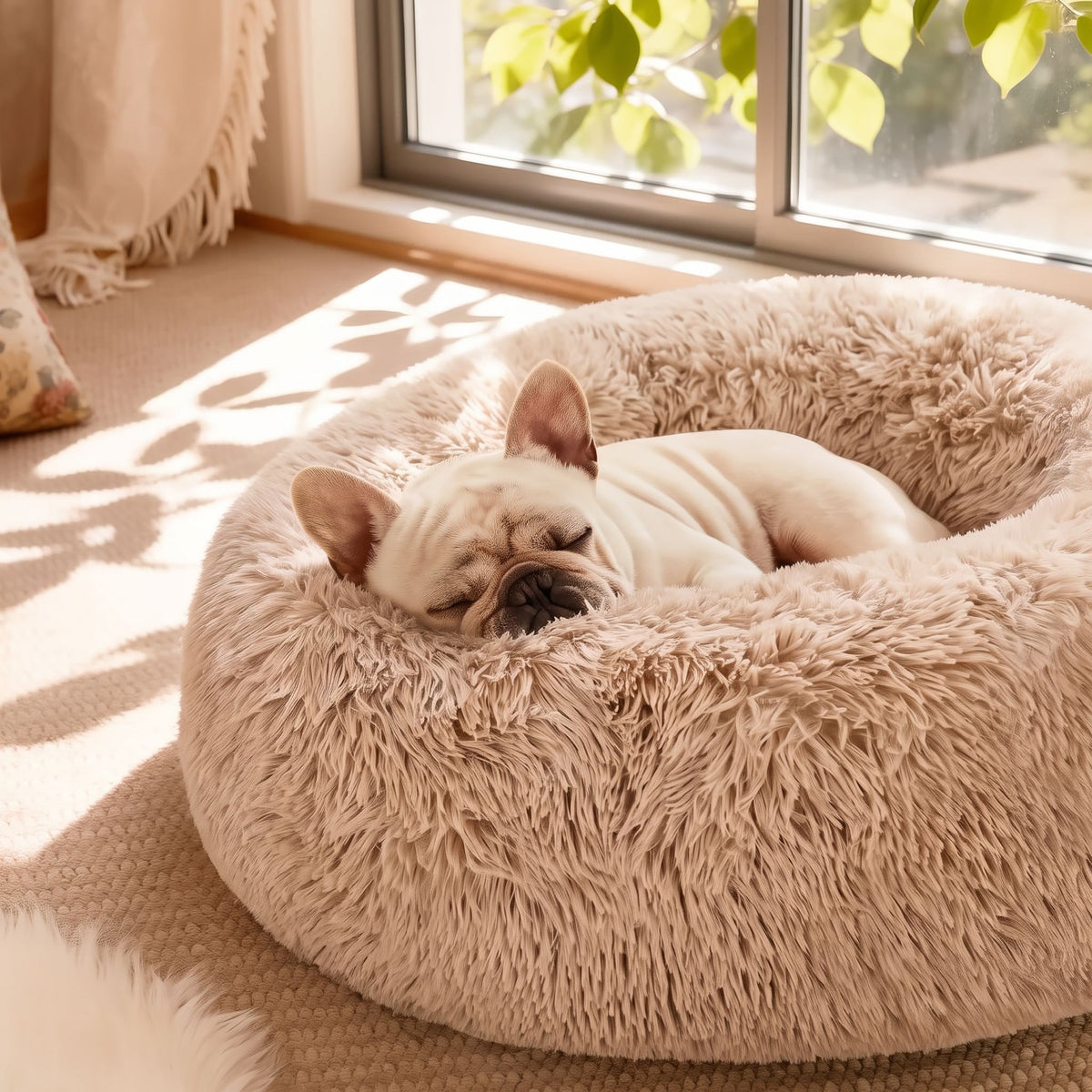 Fluffy Donut Bed for Cats and Small Dogs