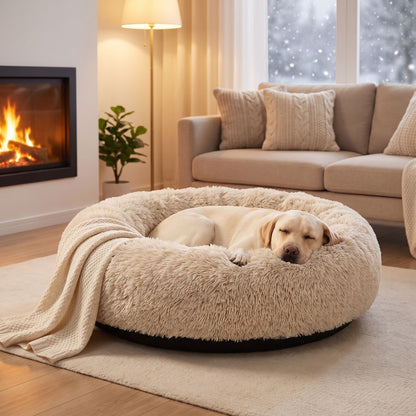 Washable Donut Dog Bed with Raised Bolster Edges