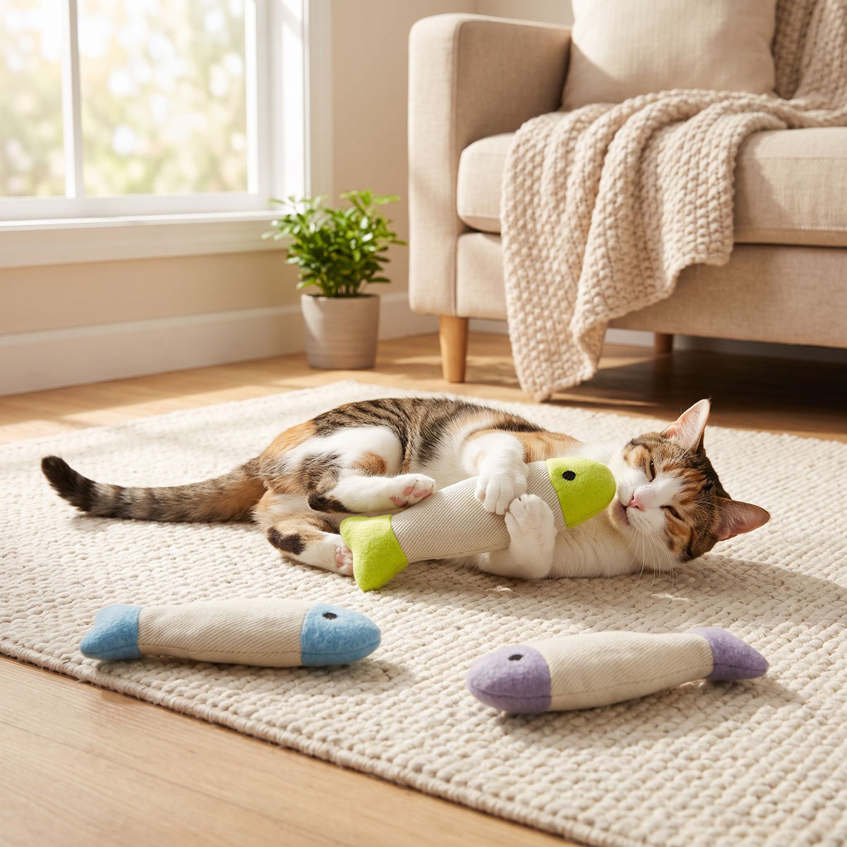 Crinkle Catnip Fish Toys for Cats, Set of 3