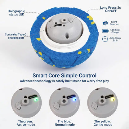 Self-Moving rechargeable Rolling Interactive Ball with 3 play modes for Dogs & Cats
