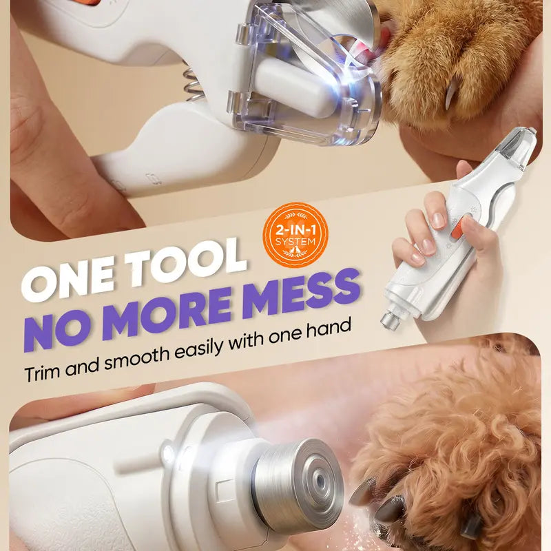 2-in-1 Pet Nail Clipper and Grinder with LED Light