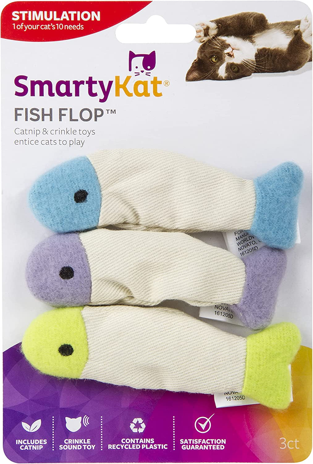 Crinkle Catnip Fish Toys for Cats, Set of 3