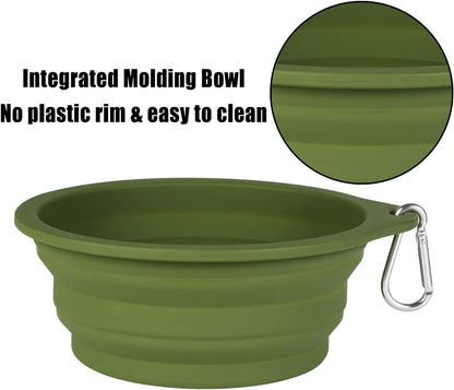 One-Piece Collapsible Pet Bowls for Walks & Hikes, Set of 2