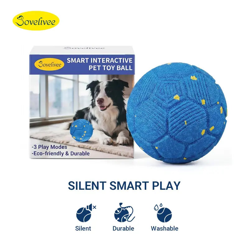 Self-Moving rechargeable Rolling Interactive Ball with 3 play modes for Dogs & Cats
