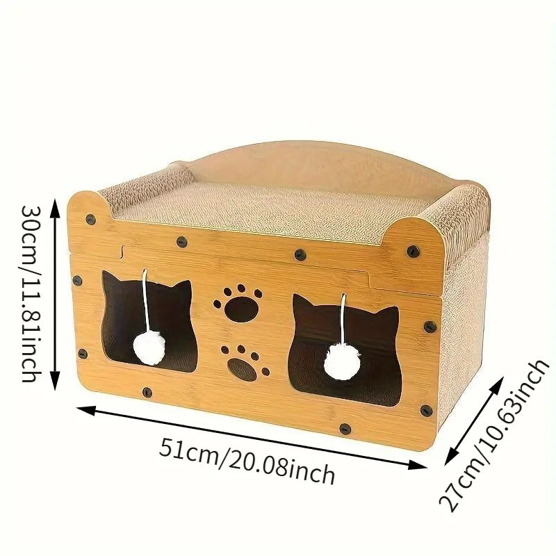 2-in-1 Cat Bed and Scratcher for Indoor Cats