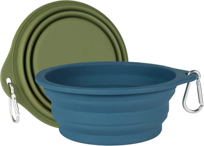 One-Piece Collapsible Pet Bowls for Walks & Hikes, Set of 2