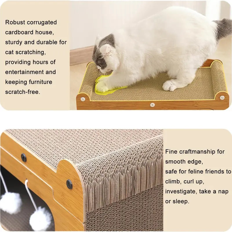 2-in-1 Cat Bed and Scratcher for Indoor Cats
