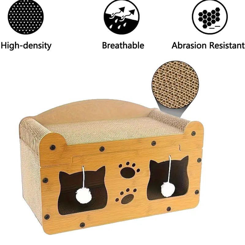 2-in-1 Cat Bed and Scratcher for Indoor Cats