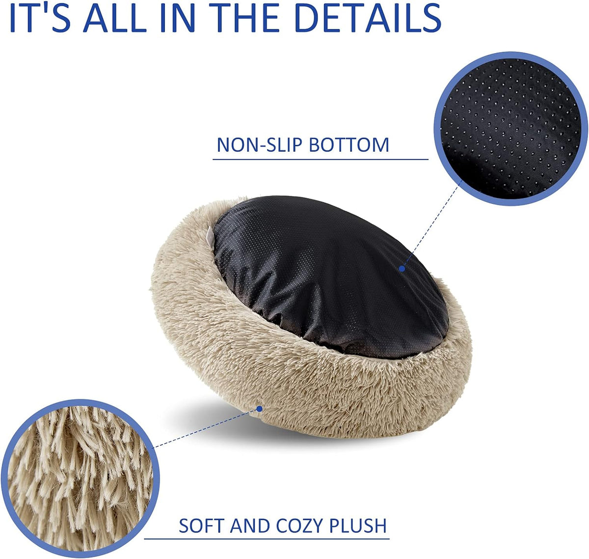 Washable Donut Dog Bed with Raised Bolster Edges