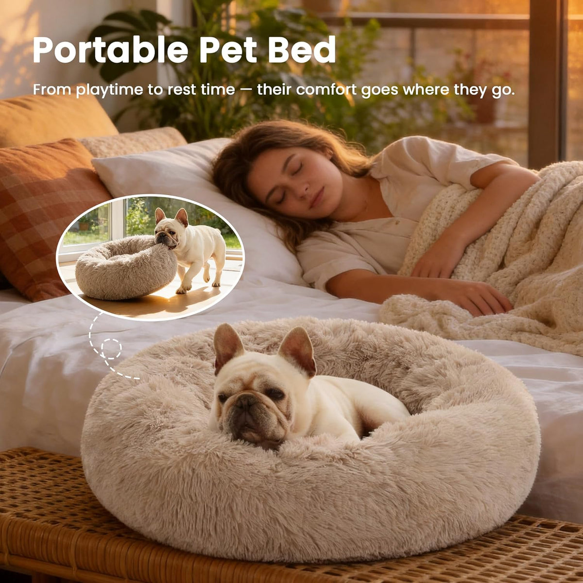 Fluffy Donut Bed for Cats and Small Dogs