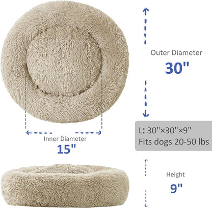 Washable Donut Dog Bed with Raised Bolster Edges