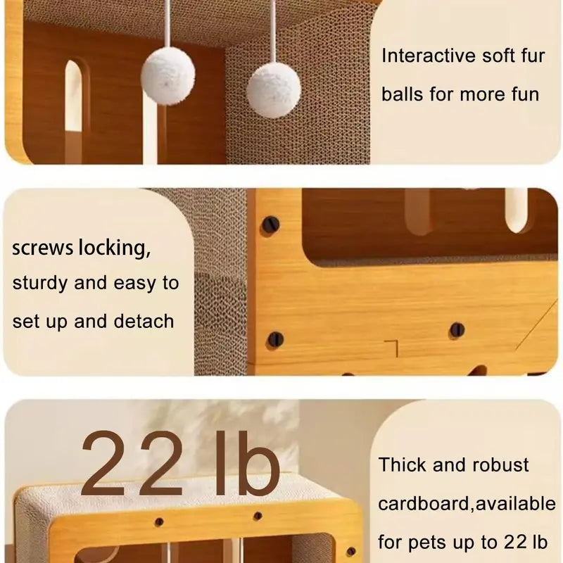 2-in-1 Cat Bed and Scratcher for Indoor Cats