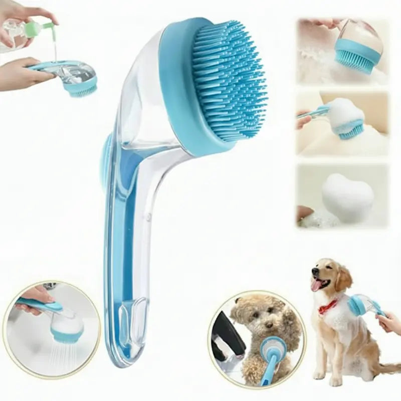 Dog Bath Brush with Built-In Shampoo Dispenser