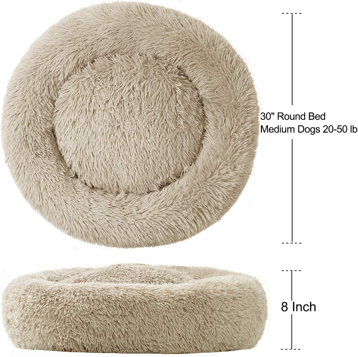 Washable Donut Dog Bed with Raised Bolster Edges
