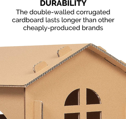 Two-Story Cardboard Cat House with Scratcher & Catnip