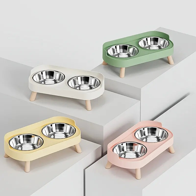 Double Pet Bowl for Food and Water – Anti-Tip Design